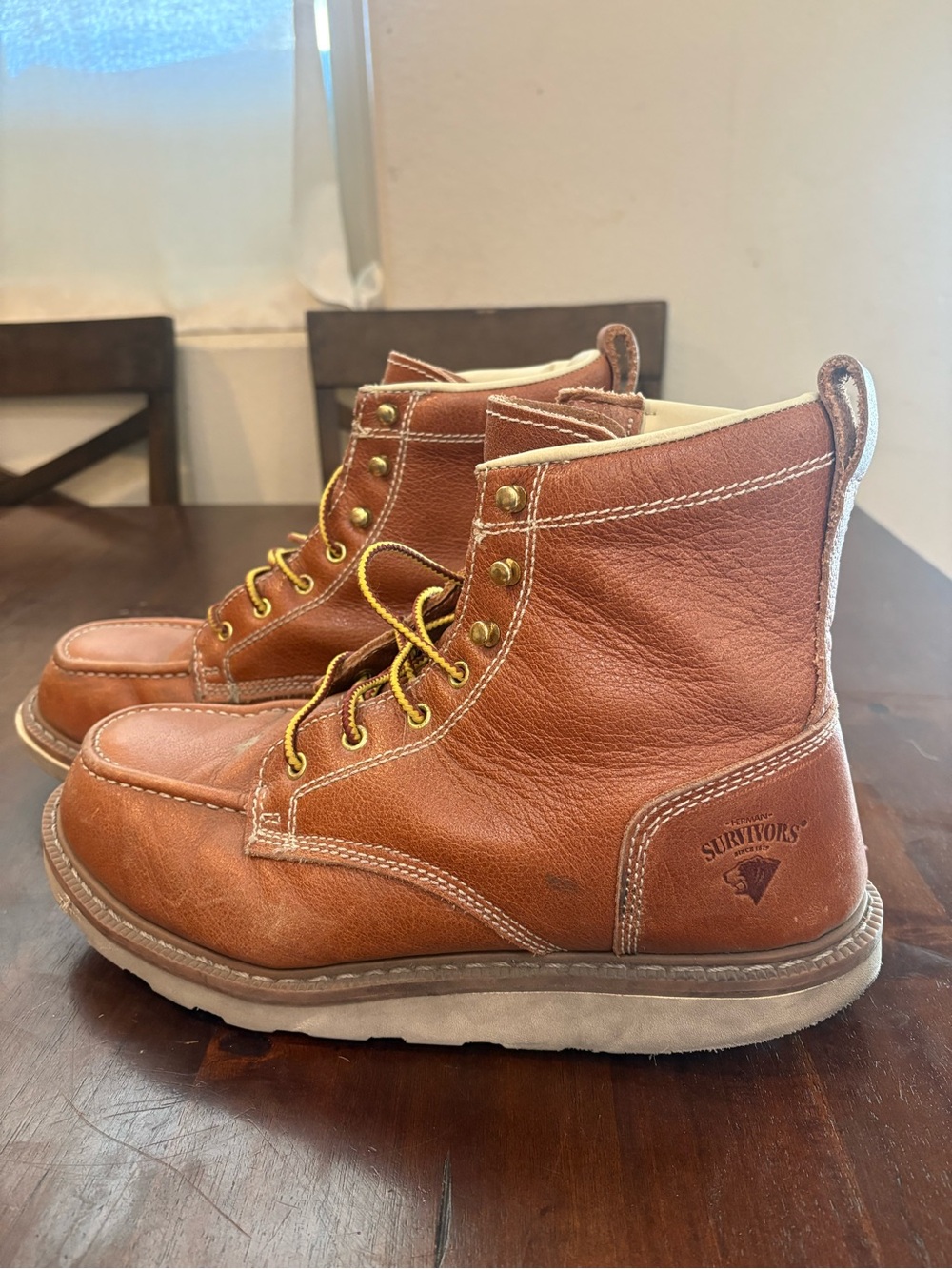 Herman Survivors Oakridge Brown Leather 6" Steel Toe Work Boots Men's